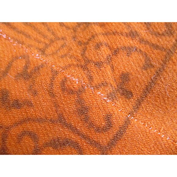 Primitive handmade orange double blanket, antique rustic wool throw blanket, - Picture 7 of 10